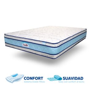 colchón antiestrés doble pillow color celeste